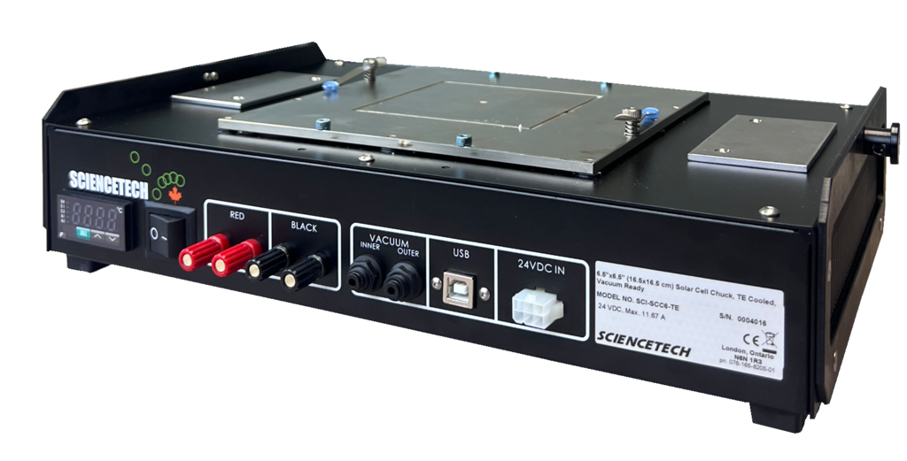 (SCC-6-L) 15 × 15 cm (6" × 6") Solar Cell Chuck, Liquid Cooled, Vacuum Ready